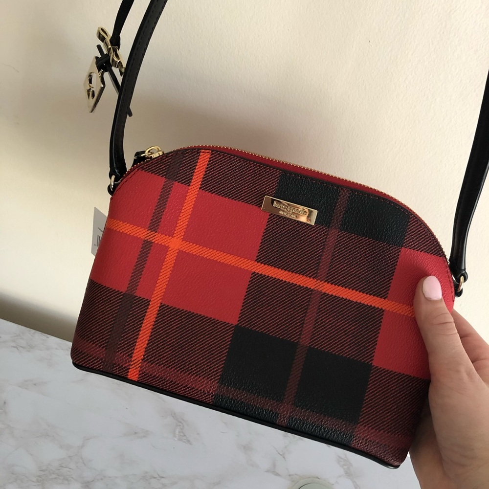 Kate Spade red plaid crossbody purse
